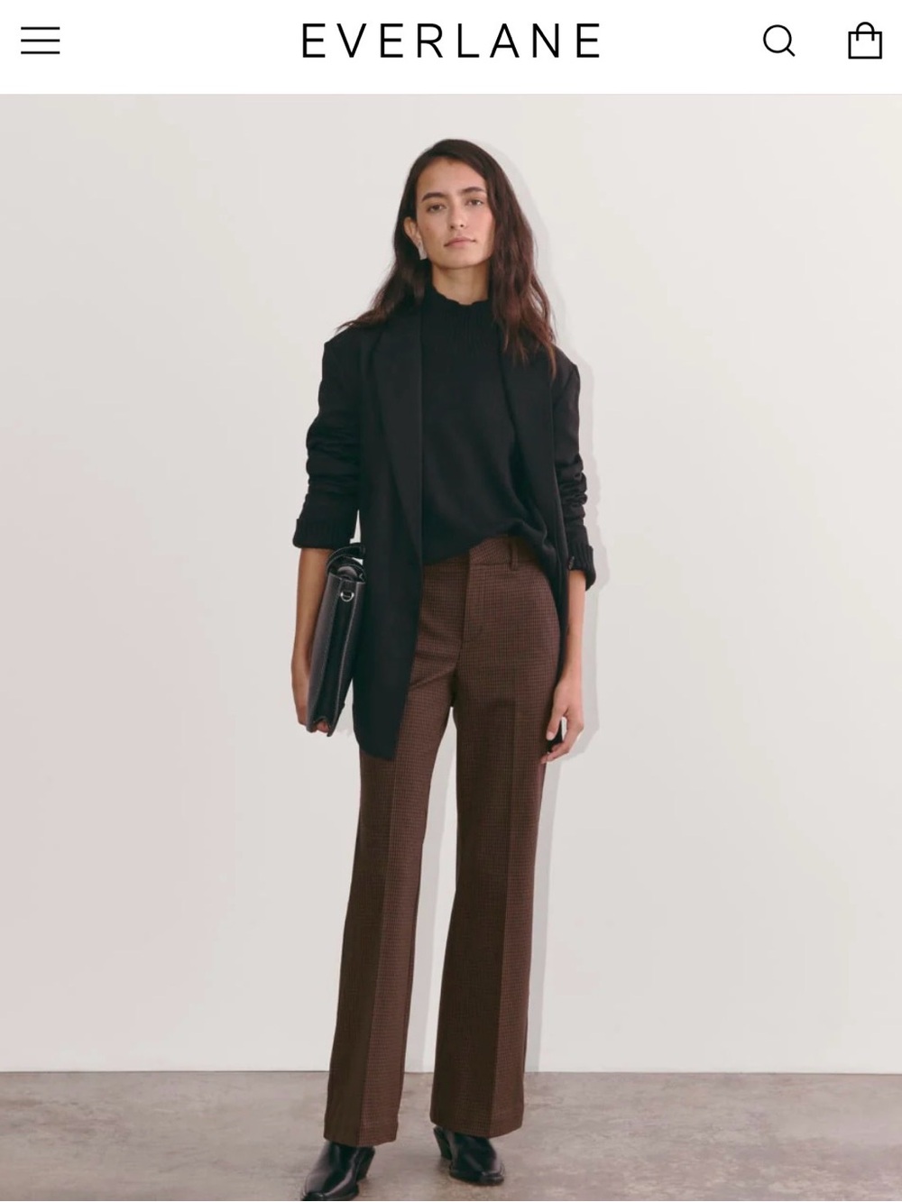 Everlane Bi-Stretch Flare Pant in Brown Houndstooth size 10